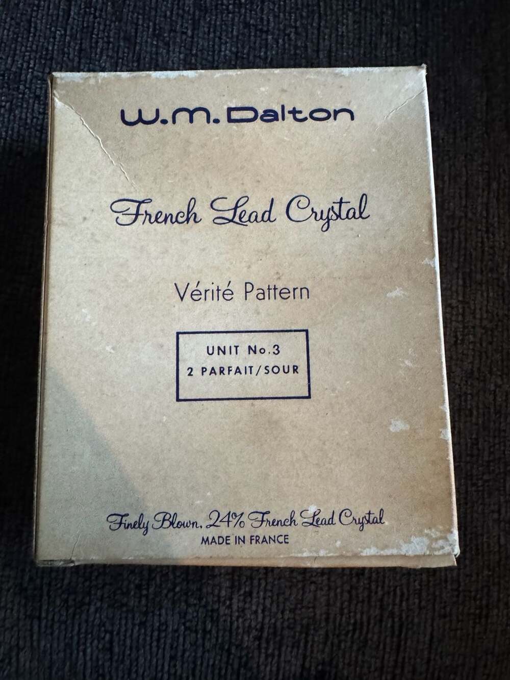 W.M. Dalton French Lead Crystal Verite Pattern Unit No.3 Parfait/Sour Glasses, S